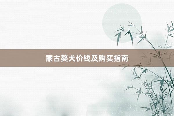 蒙古獒犬价钱及购买指南